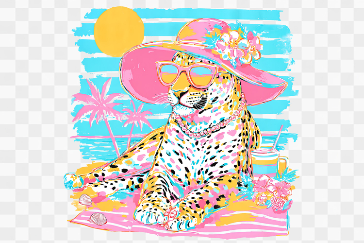 Leopard Tropical Summer Sublimation PNG Design