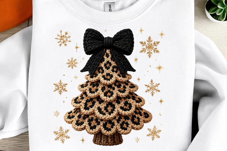 Leopard Faux Yarn Christmas Tree PNG