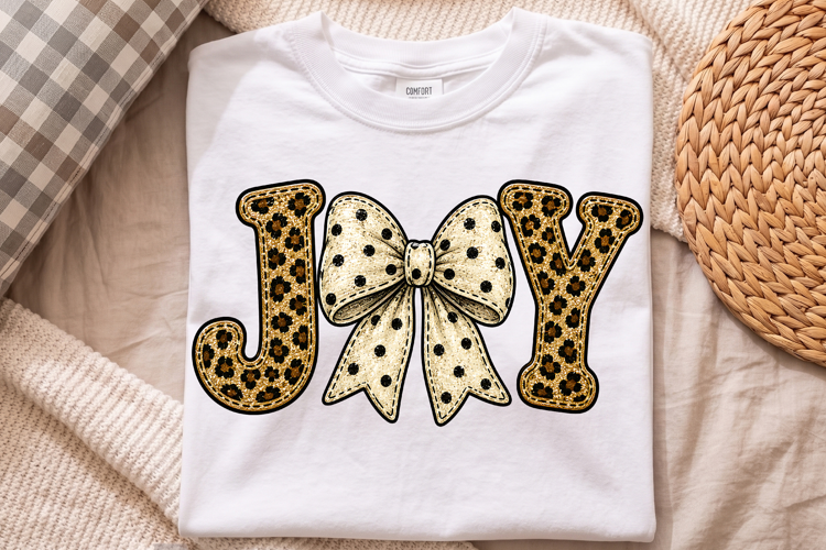 Leopard Joy Christmas Coquette Bow Print PNG, Sublimation