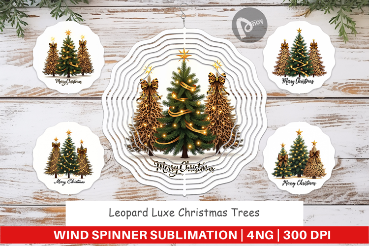 Leopard Christmas Trees Wind Spinner