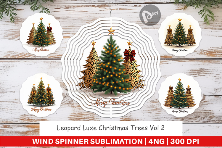 Leopard Christmas Trees Wind Spinner