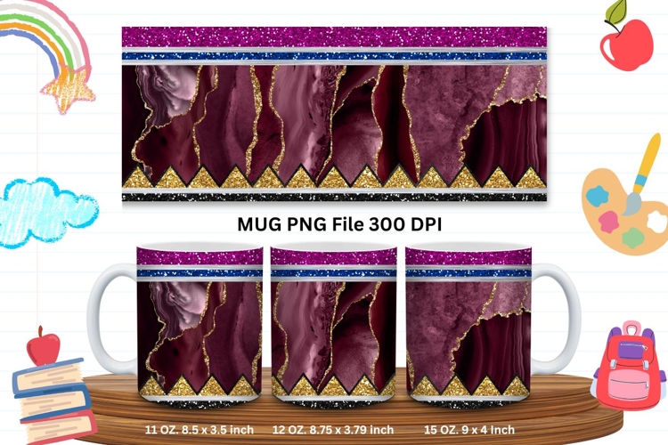 11oz   15oz Mug School Design Teacher Pencil Agate Marble_2