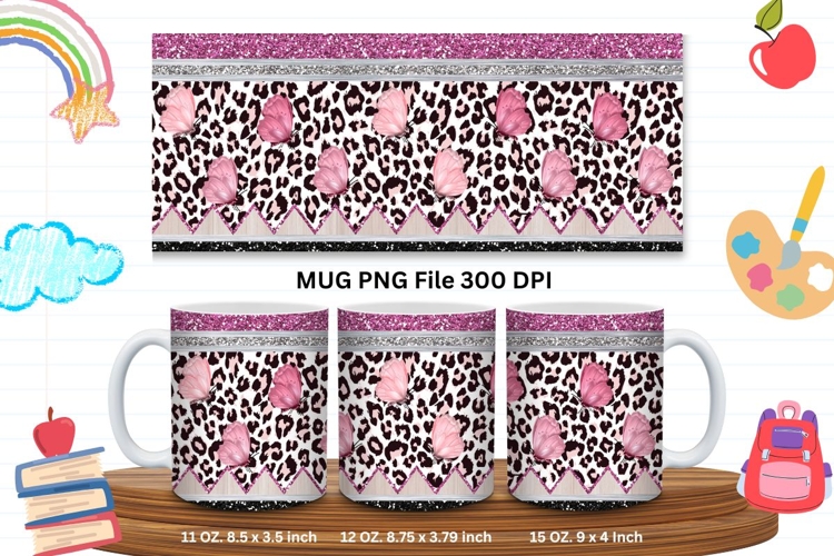 11oz & 15oz Mug Leopard Design Teacher Life School Pencil