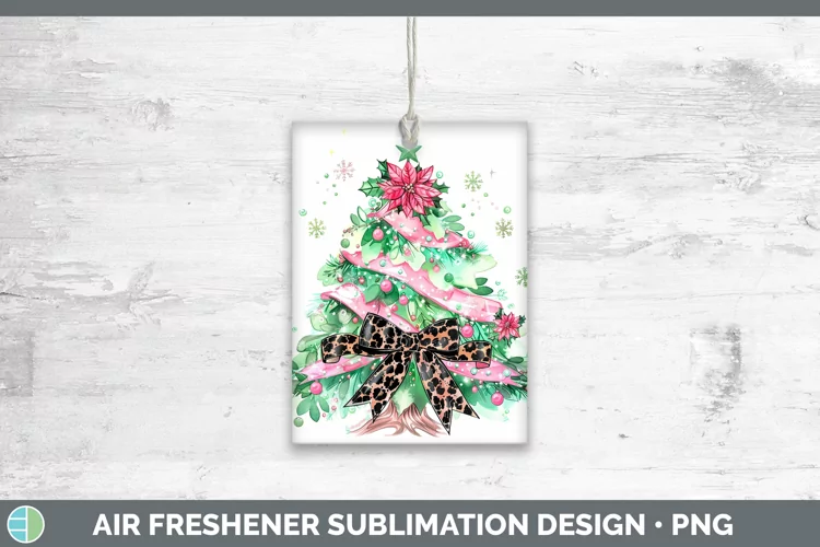 Leopard Pink Green Christmas Tree Air Freshener Sublimation