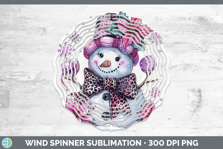 Leopard Pink Snowman Wind Spinner Sublimation Spinner Design