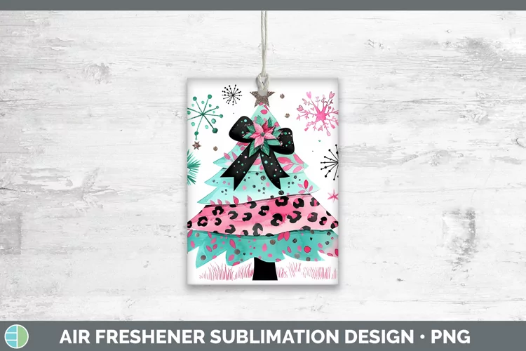 Leopard Pink Teal Christmas Tree Air Freshener Sublimation C