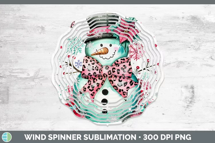Leopard Pink Teal Snowman Wind Spinner Sublimation Spinner D