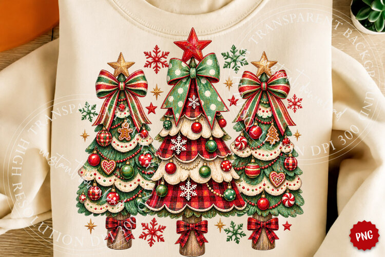 Leopard Plaid Christmas Trees PNG example image 1