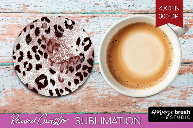 Leopard Print Round Coaster - Animal Print Coaster PNG
