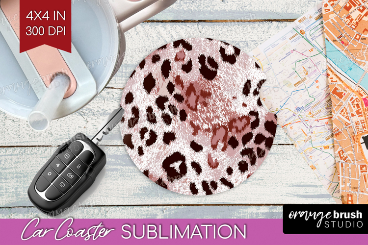 Leopard Print Car Coaster - Animal Print Coaster PNG