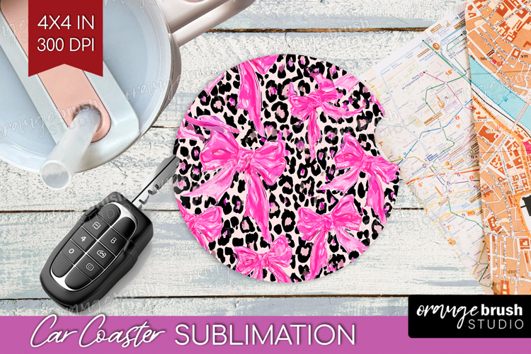 Leopard Print Car Coaster - Animal Print Coaster PNG