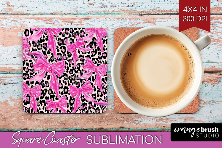 Leopard Print Square Coaster - Animal Print Coaster PNG