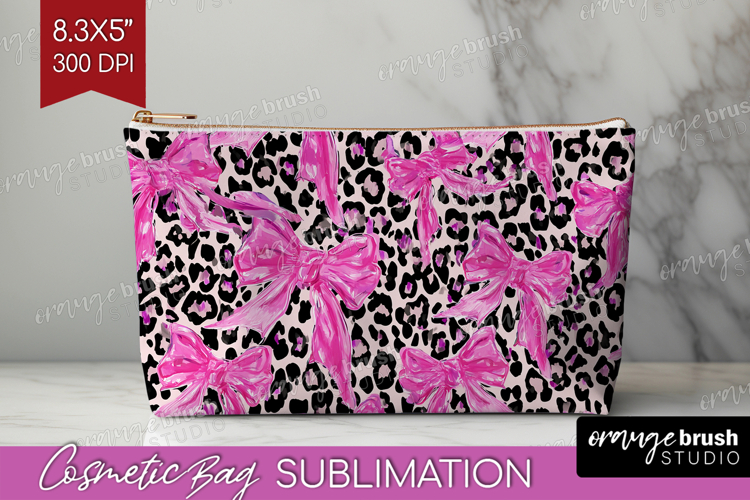Leopard Print Cosmetic Bag - Animal Print Makeup Bag PNG