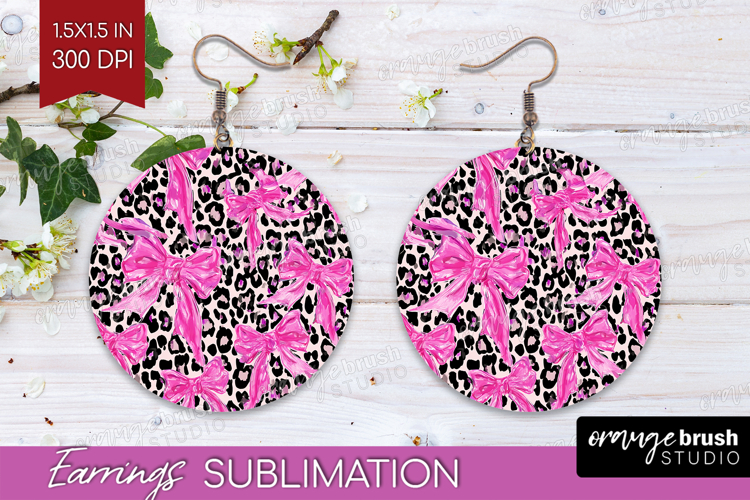 Leopard Print Round Earrings - Animal Print PNG Sublimation