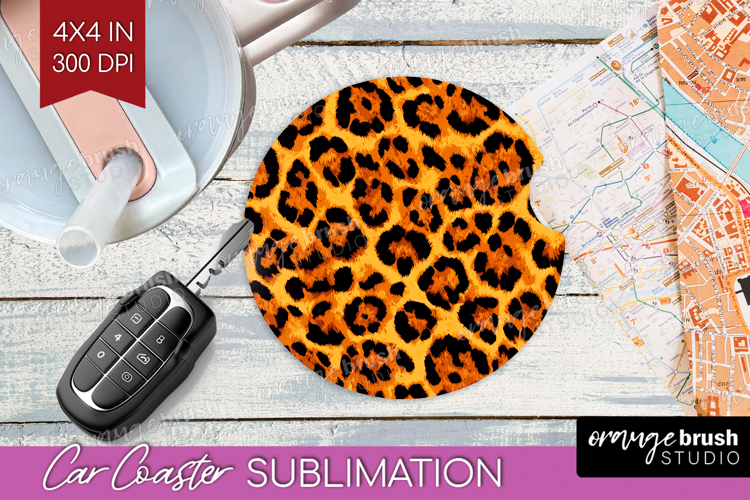 Leopard Print Car Coaster - Animal Print Coaster PNG