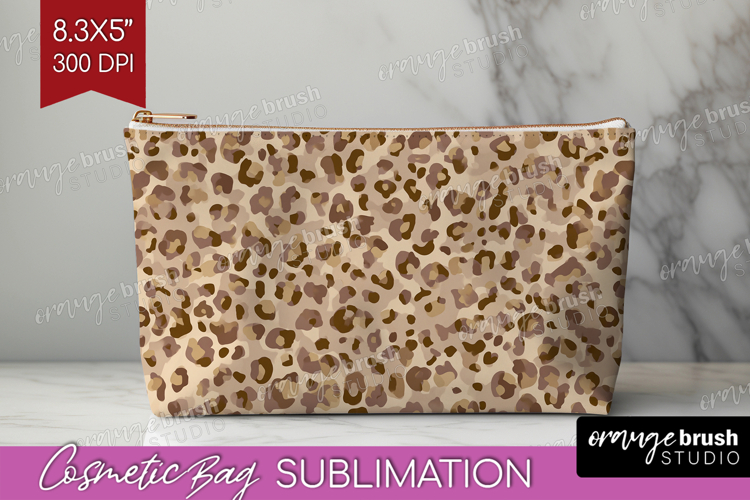 Leopard Print Cosmetic Bag - Animal Print Makeup Bag PNG