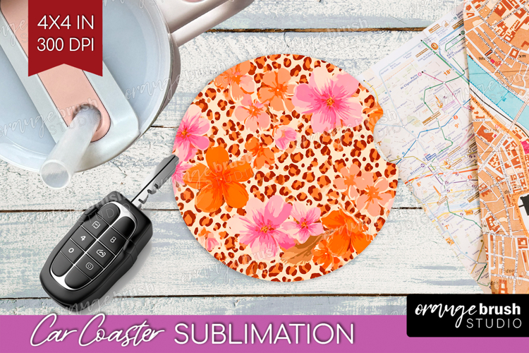 Leopard Print Car Coaster - Animal Print Coaster PNG