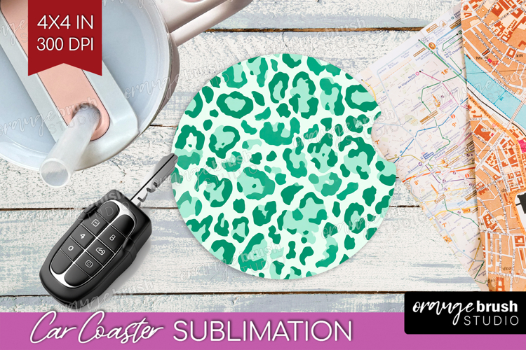 Leopard Print Car Coaster - Animal Print Coaster PNG