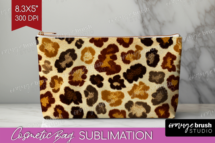Leopard Print Cosmetic Bag - Animal Print Makeup Bag PNG