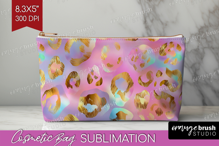 Leopard Print Cosmetic Bag - Animal Print Makeup Bag PNG