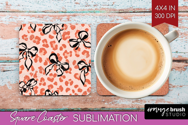 Leopard Print Square Coaster - Animal Print Coaster PNG