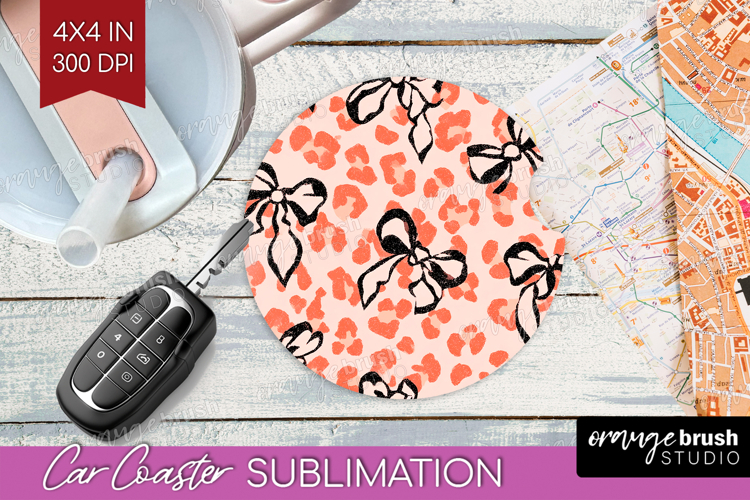 Leopard Print Car Coaster - Animal Print Coaster PNG