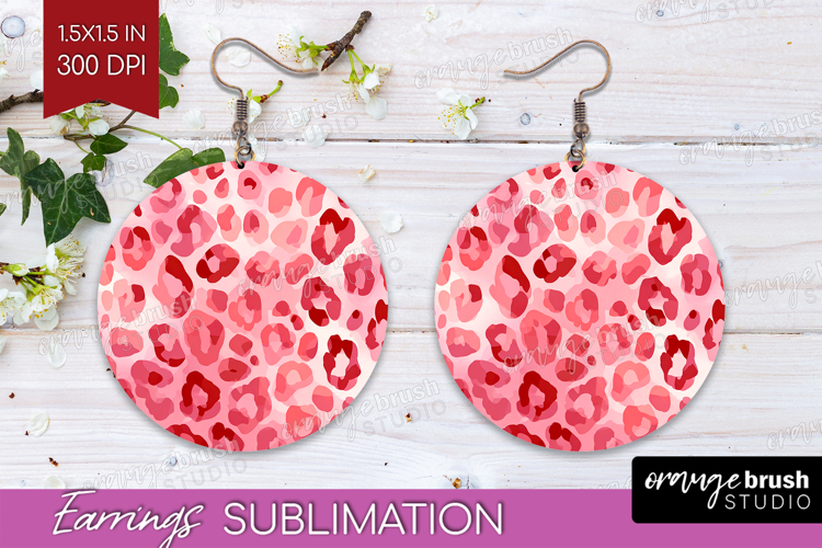 Leopard Print Round Earrings - Animal Print PNG Sublimation