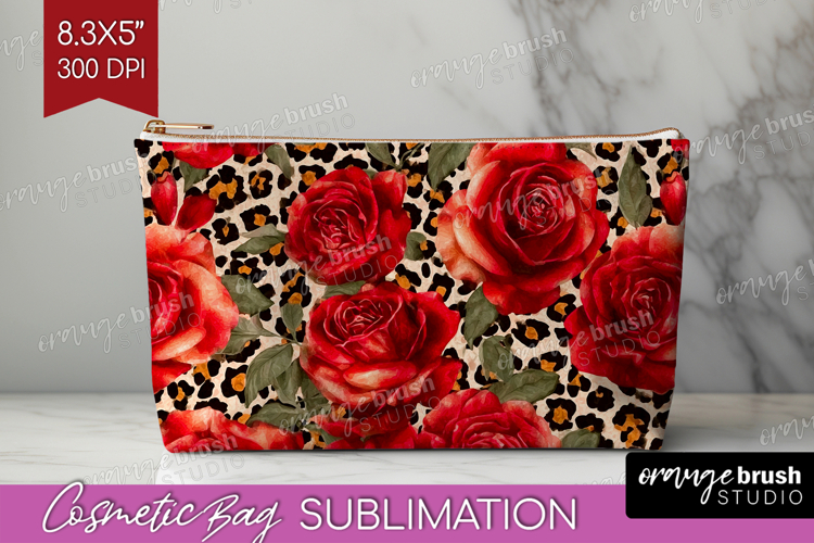Leopard Print Cosmetic Bag - Animal Print Makeup Bag PNG