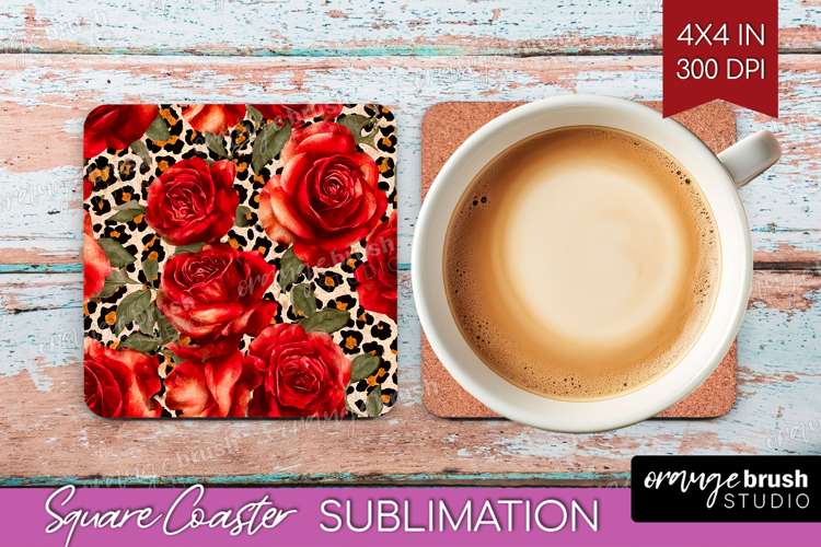 Leopard Print Square Coaster - Animal Print Coaster PNG