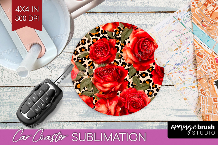 Leopard Print Car Coaster - Animal Print Coaster PNG