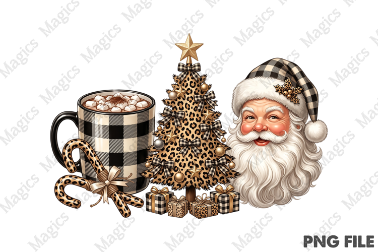 Leopard Print Checkered Christmas PNG