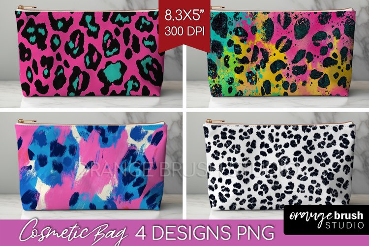 Leopard Print Cosmetic Bag - Cheetah Makeup Bag PNG