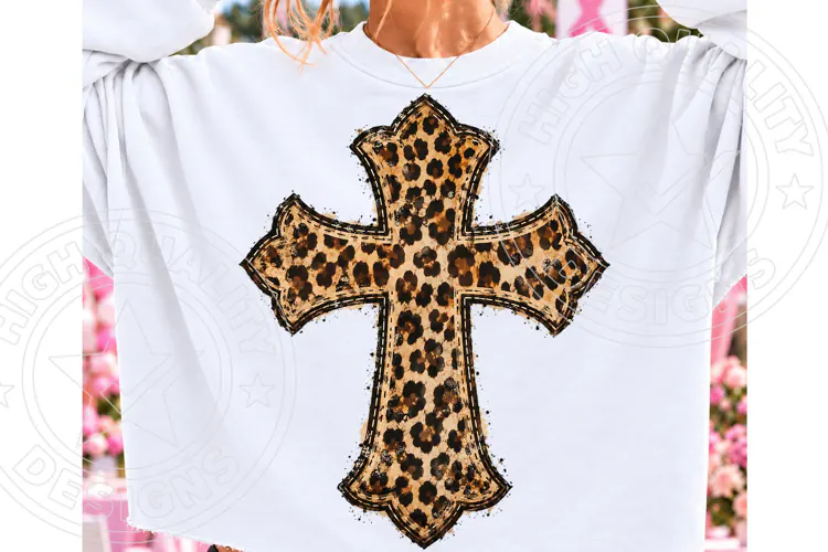 Leopard Print Cross PNG | Christian Faith Sublimation Design