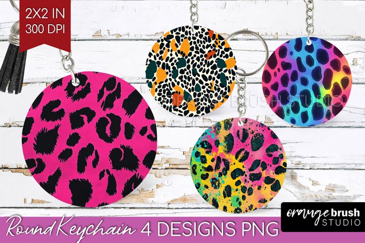 Leopard Print Keychain PNG - Cheetah Keychain Sublimation