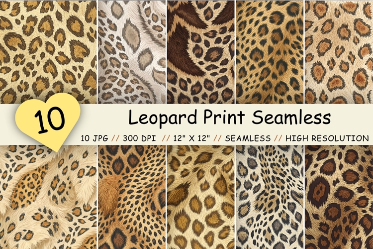 Leopard Print Seamless Digital Paper Animal Pattern Bundle