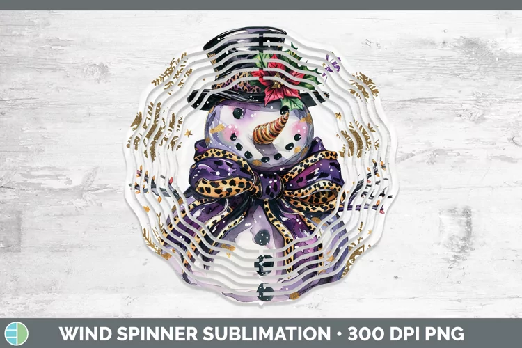 Leopard Purple Gold Snowman Wind Spinner Sublimation Spinner
