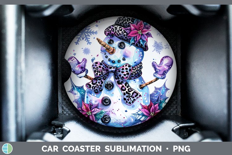 Leopard Purple Snowman Car Coaster Sublimation Coaster Desig