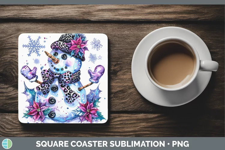 Leopard Purple Snowman Square Coaster Sublimation Coaster De