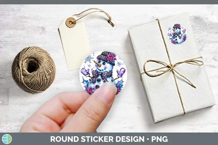 Leopard Purple Snowman Stickers | Round Labels Designs