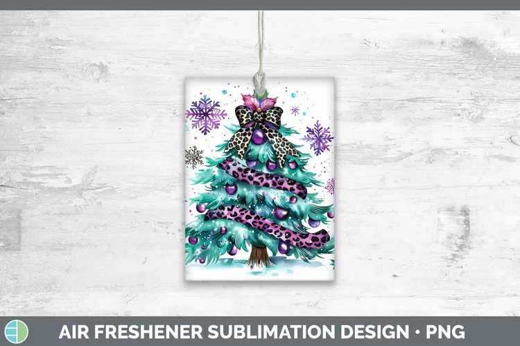 Leopard Purple Teal Christmas Tree Air Freshener Sublimation