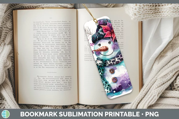 Leopard Purple Teal Snowman Bookmark Sublimation Printable D