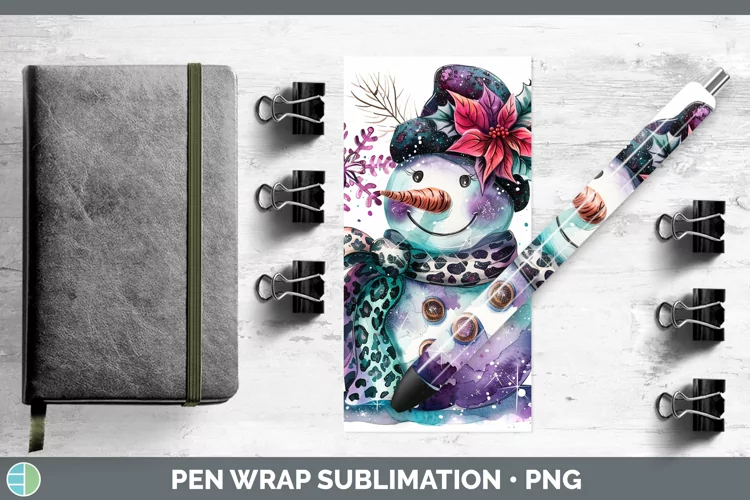 Leopard Purple Teal Snowman Pen Wrap Sublimation Epoxy Pen D
