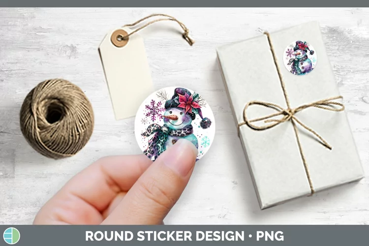 Leopard Purple Teal Snowman Stickers | Round Labels Designs