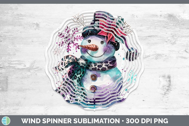Leopard Purple Teal Snowman Wind Spinner Sublimation Spinner