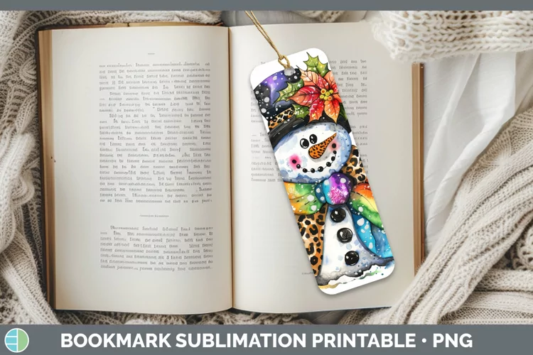 Leopard Rainbow Snowman Bookmark Sublimation Printable Desig