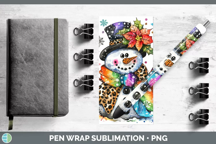 Leopard Rainbow Snowman Pen Wrap Sublimation Epoxy Pen Desig