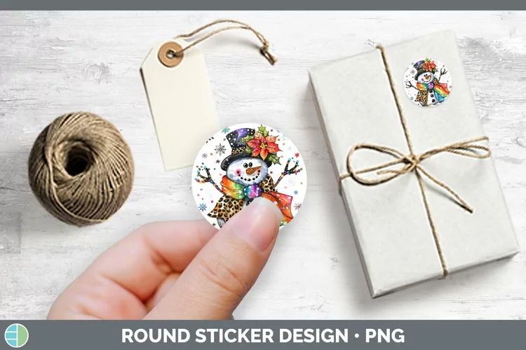 Leopard Rainbow Snowman Stickers | Round Labels Designs