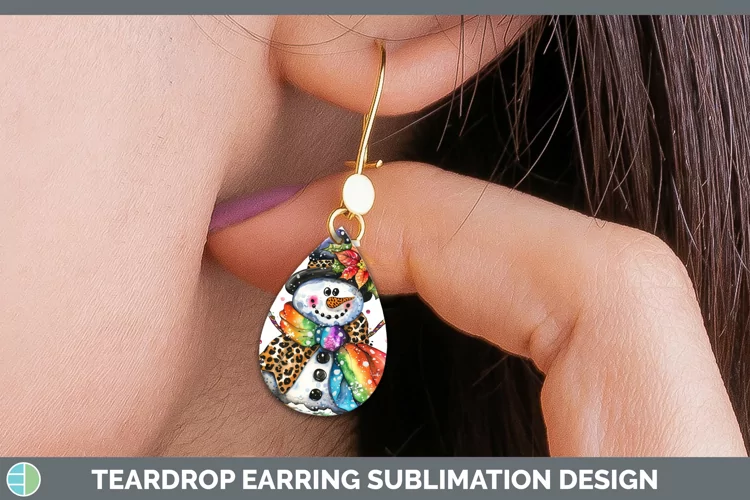 Leopard Rainbow Snowman Teardrop Earrings Sublimation Earrin