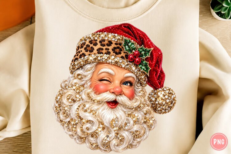 Leopard Print Santa Claus PNG example image 1
