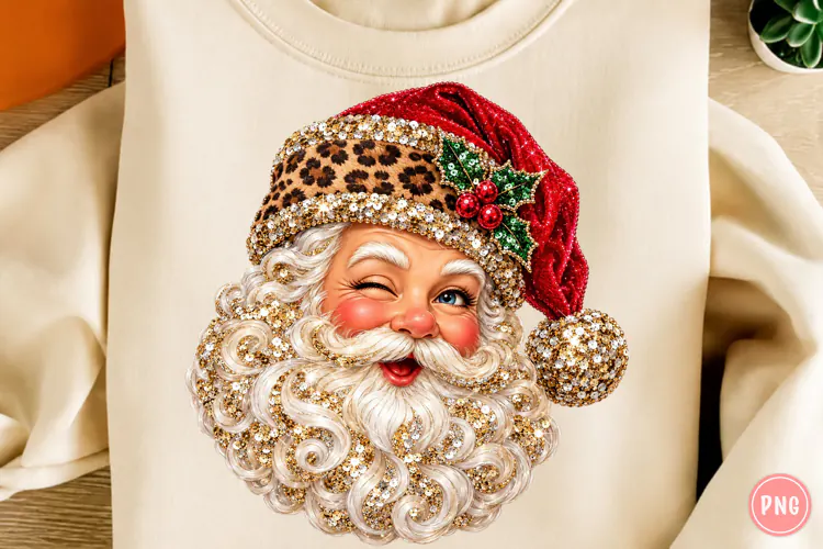 Leopard Print Santa Claus PNG